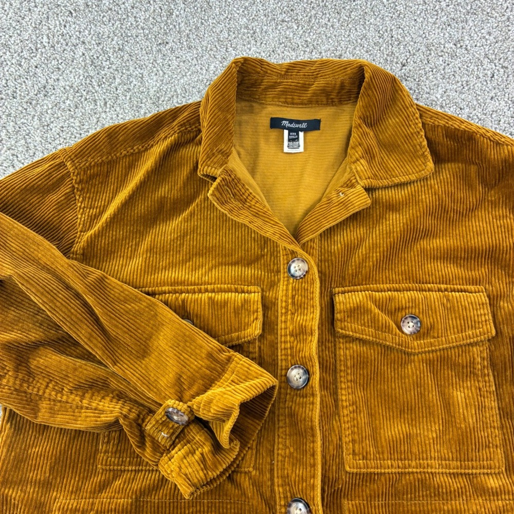 Madewell CorduroyYorkway Jacket Shirt Mustard Yellow Button Front Pockets XXS